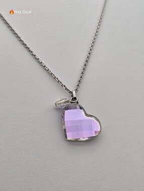 Swarovski Heart Pendant Necklace 960041 Purple Crystal Butterfly 17.5"